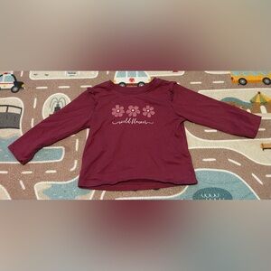 Toddler Girls long sleeve maroon colored flower sweatshirt